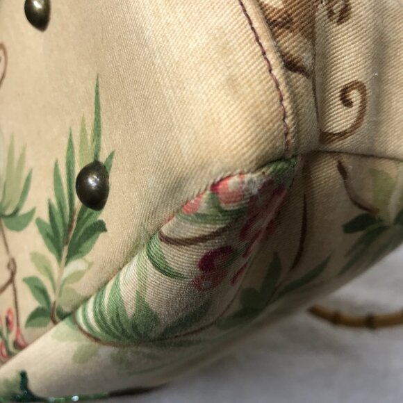 Isabella Fiori Vintage Monkey Palm Tree Tropical Beaded Hand Bag Bamboo Handles - Picture 9 of 16